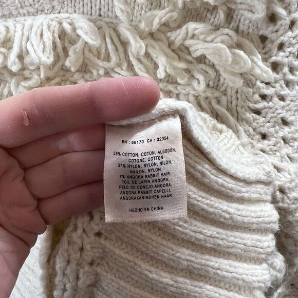 Far Away From Close Women's Crochet Angora Blend Sweater Shirt Size S Cream Boho - Picture 4 of 8